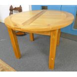 21ST CENTURY OAK EXTENDING DINING TABLE ON SQUARE SUPPORTS 150 CM WIDE