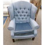 20TH CENTURY WINGBACK ARMCHAIR ON SQUARE SUPPORTS