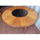 LATE 20TH CENTURY CIRCULAR TABLE WITH GLASS INSERT.