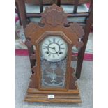 LATE 19TH CENTURY OAK MANTLE CLOCK BY THE ANSONIA CLOCK TO NEW YORK