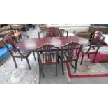 20TH CENTURY MAHOGANY PEDESTAL TABLE & 6 MAHOGANY CHAIRS BY MORRIS OF GLASGOW