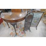 WALNUT DEMI LUNE CARD TABLE,