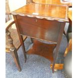 MAHOGANY SEWING BOX ON STAND