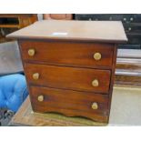 19TH CENTURY MAHOGANY APPRENTICES CHEST WITH 3 DRAWERS,