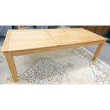 OAK TABLE ON SQUARE SUPPORTS WITH LEAF MAXIMUM LENGTH 230CM Condition Report: The