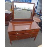LATE 19TH CENTURY MAHOGANY DRESSING TABLE OF 2 SHORT OVER 2 LONG DRAWERS ON SQUARE SUPPORTS