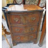 EARLY 20TH CENTURY MAHOGANY 3 DRAWER CHEST WITH SHAPED FRONT - 47CM LONG Condition