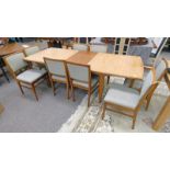 LATE 20TH CENTURY EXTENDING DINING TABLE 227CM LONG X 92CM WIDE & A SET OF 8 DINING CHAIRS BY
