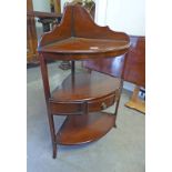 MAHOGANY CORNER TABLE WITH GALLERIED TOP & SINGLE DRAWER