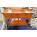 YEW WOOD SIDE TABLE WITH 3 DRAWERS