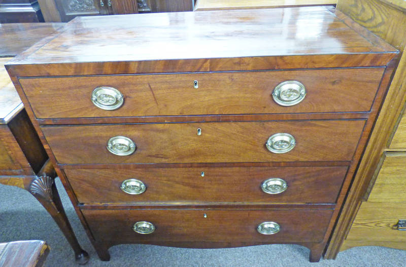 19TH CENTURY MAHOGANY CHEST WITH 4 LONG DRAWERS