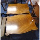 PAIR OF 20TH CENTURY MAHOGANY TABLES WITH SHAPED TOPS,