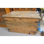 PINE TIN LINED TRUNK MARKED CWK NO 3 LONDON TO TOP 105CM LONG