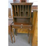 EARLY 20TH CENTURY MAHOGANY SIDE TABLE WITH PIGEONHOLE SHELF TOP ON QUEEN ANNE SUPPORTS