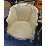 CONTINENTAL TUB CHAIR ON CABRIOLE SUPPORTS,