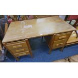 OAK KNEEHOLE DESK WITH 2 SET OF DRAWERS LENGTH 137CMS