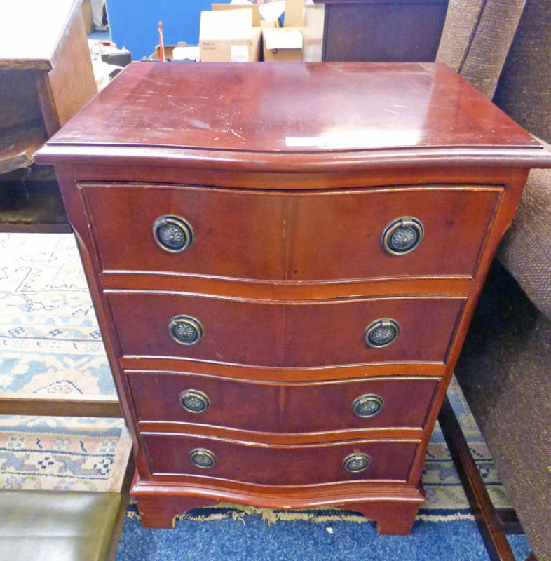 20TH CENTURY 4 DRAWER YEW WOOD BEDSIDE CHEST