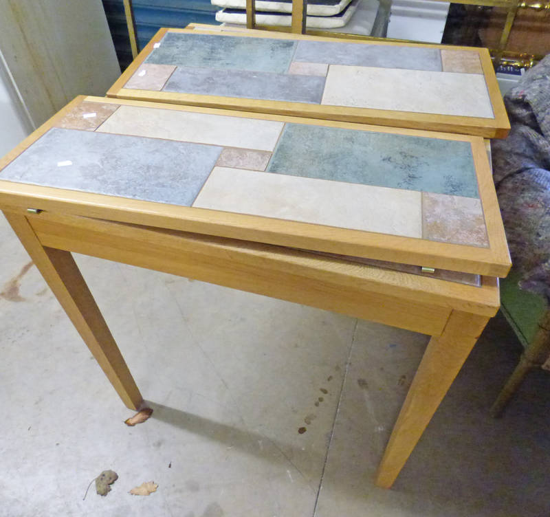 20TH CENTURY TILE TOP KITCHEN TABLE - 132 CM LONG