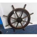 19TH CENTURY SHIPS WHEEL WITH IRON FITTINGS