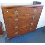 19TH CENTURY MAHOGANY CHEST OF 2 SHORT OVER 3 LONG DRAWERS ON BRACKET SUPPORTS