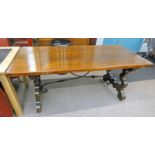 20TH CENTURY KITCHEN TABLE WITH SHAPED SUPPORTS 179CM LONG