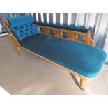 LATE 19TH CENTURY OAK FRAMED CHAISE LONGUE Condition Report: The dimensions are: L: