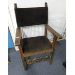 LATE 19TH CENTURY OAK HALL CHAIR WITH DECORATIVE CARVING