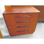 LATE 20TH CENTURY TEAK CHEST OF 4 DRAWERS