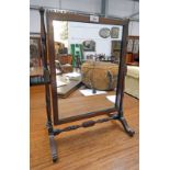 LATE 19TH CENTURY MAHOGANY DRESSING MIRROR ON TURNED SUPPORTS