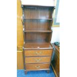 20TH CENTURY MAHOGANY BOOKCASE WITH OPEN SHELVES OVER 3 DRAWERS