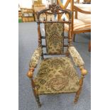 VICTORIAN CHILDS ARMCHAIR ON TURNED SUPPORTS 79CM TALL