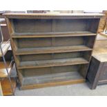 LATE 19TH CENTURY OAK BOOKCASE WITH SHELVED INTERIOR,