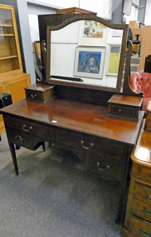 LATE 19TH CENTURY MAHOGANY DRESSING TABLE WITH BOX WOOD INLAY