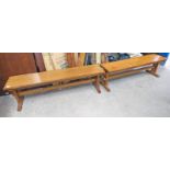 PAIR 20TH CENTURY KITCHEN BENCHES 152CM LONG