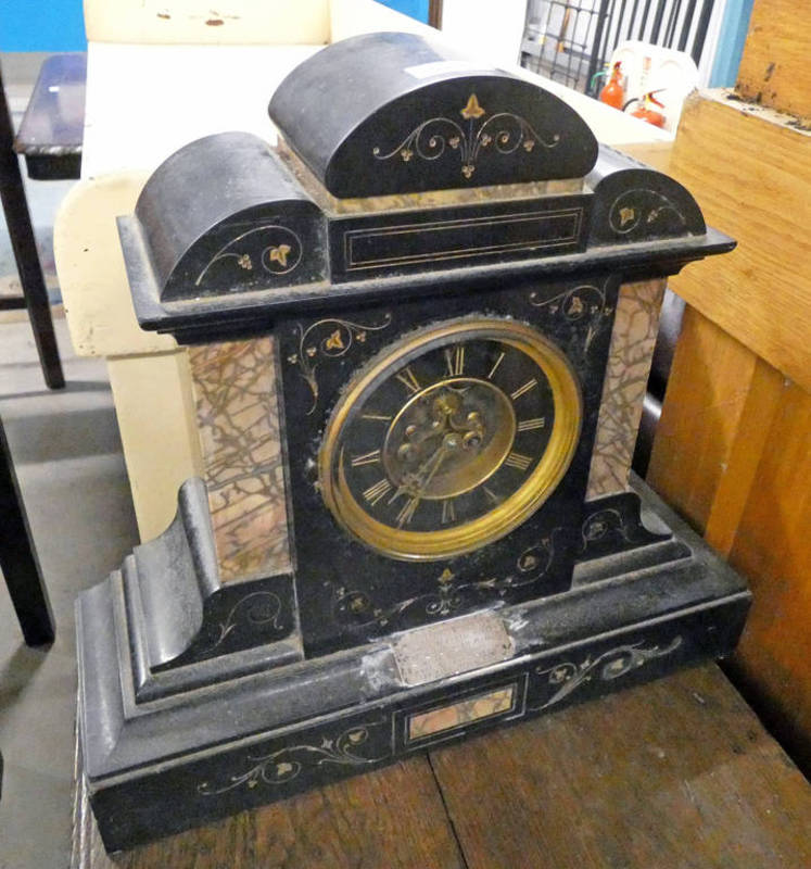 EARLY 20TH CENTURY MARBLE & SLATE MANTLE CLOCK