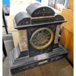 EARLY 20TH CENTURY MARBLE & SLATE MANTLE CLOCK