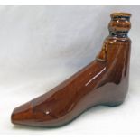 19TH CENTURY DRYLEES POTTERY MONTROSE TREACLE GLAZED WHISKY BOOT - 14.