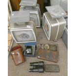 3 POST OFFICE SCALES, PAIR OF BINOCULARS,