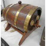 OAK BRASS BOUND BARREL ON STAND