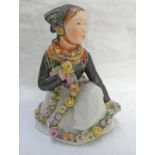 ROYAL COPENHAGEN OVERGLAZED FIGURE OF AMAGER GIRL,