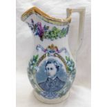 19TH CENTURY BELLS SCOTTISH POTTERY COMMEMORATIVE JUG DEPICTING PRINCE OF WALES & PRINCESS