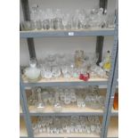 LARGE SELECTION OF VARIOUS GLASS OVER 4 SHELVES