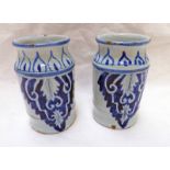 PAIR OF 19TH CENTURY BLUE & WHITE DELFT POTTERY PILL POTS MARKED MEL COMMUNE - 10CM TALL