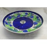 SCOTTISH ARTS & CRAFTS BOUGH POTTERY BLUE CIRCULAR DISH DECORATED WITH APPLES BY RICHARD AMOUR - 20