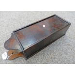 18TH CENTURY OAK WALL MOUNTED CANDLE BOX WITH SLIDING FRONT - 46CM LONG