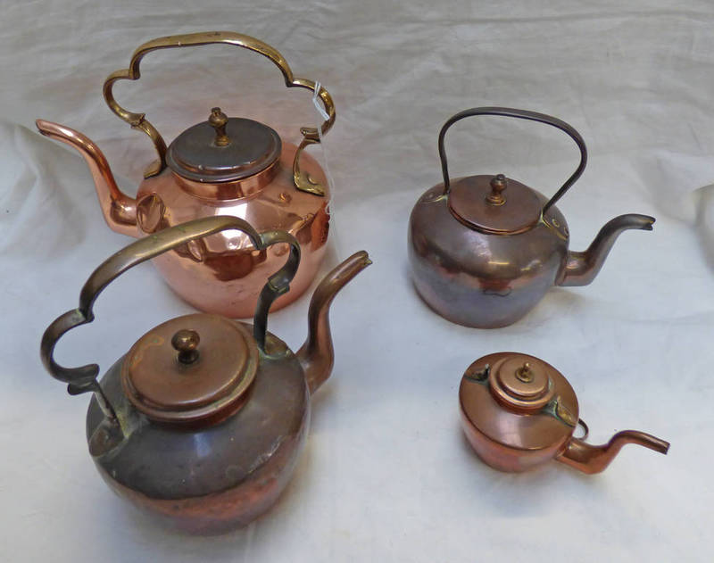 4 LATE 19TH CENTURY EARLY 20TH CENTURY COPPER KETTLES -4-