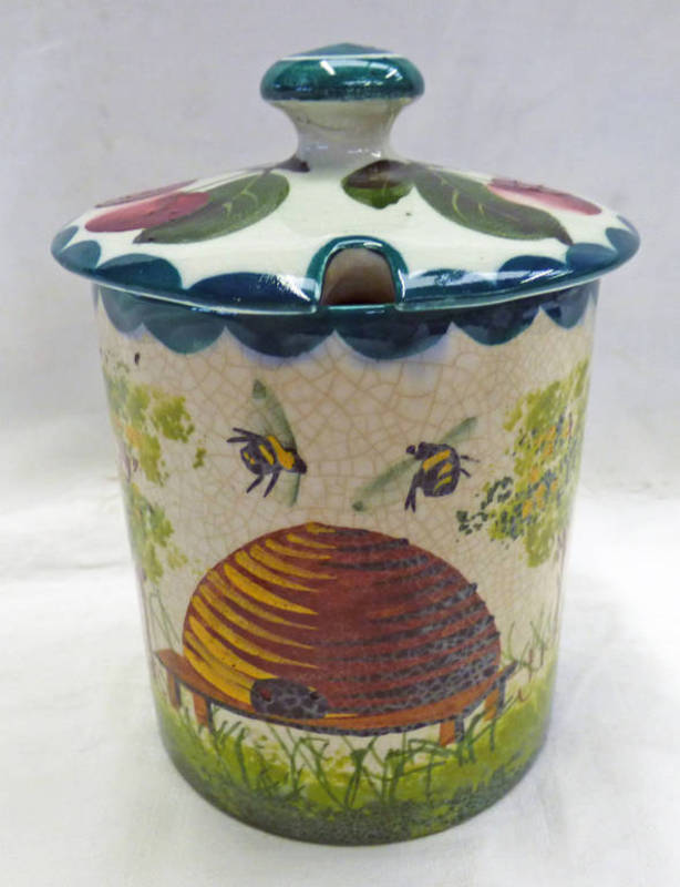 WEMYSS WARE HONEY POT WITH ASSOCIATED LID SIGNED IN GREEN TO BASE