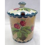 WEMYSS WARE LIDDED JAM POT DECORATED WITH RASPBERRIES,