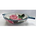 WEMYSS WARE QUAICH DECORATED WITH ROSES, IMPRESSED MARK TO BASE, MAX DIAMETER - 26.