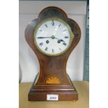 LATE 19TH OR EARLY 20TH CENTURY MAHOGANY CASED CLOCK WITH DECORATIVE BOXWOOD INLAY,